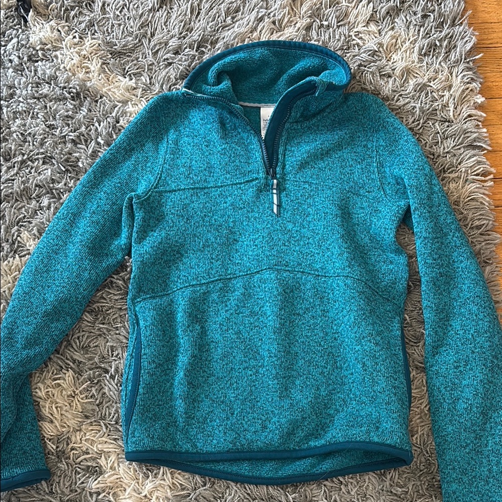 Girls  Teal Quarter-Zip Sweater